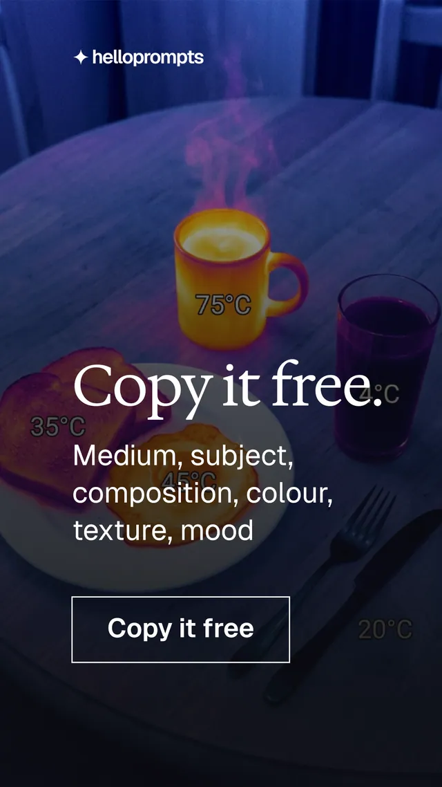 Instagram story for HelloPrompts: "Copy it free." Editorial style, skeleton layout, dark palette in blue, black, grey.