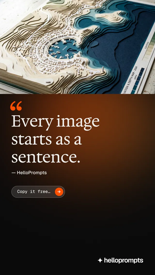 Instagram story for HelloPrompts: "Taste, written down." Agentic glass style, quote layout, dark palette in black, orange, white.