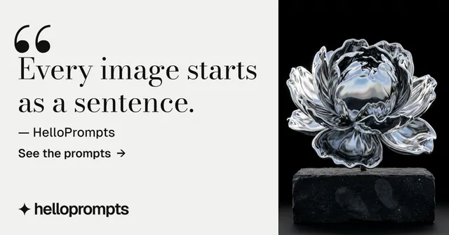 Social ad for HelloPrompts: "Copy it free." Minimal luxury style, quote layout, light palette in white, black, grey.