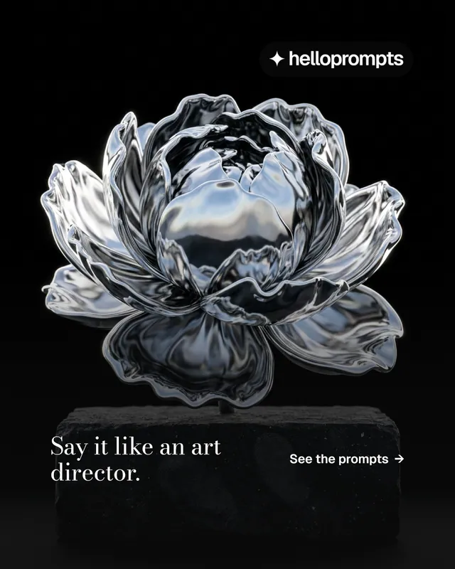 Instagram portrait post for HelloPrompts: "Say it like an art director." Minimal luxury style, image led layout, dark palette in black, grey.