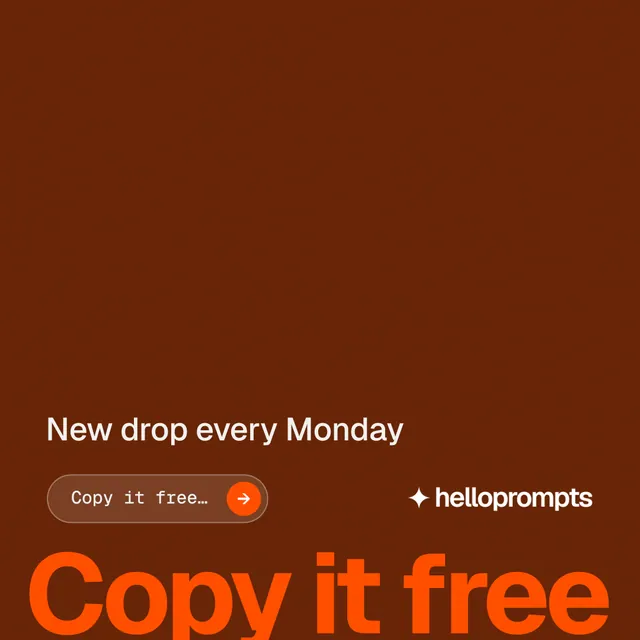 Instagram post for HelloPrompts: "Say it like an art director." Agentic glass style, oversized layout, dark palette in orange.