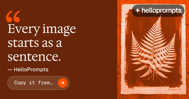 Social ad for HelloPrompts: "Taste, written down." Agentic glass style, quote layout, dark palette in orange.