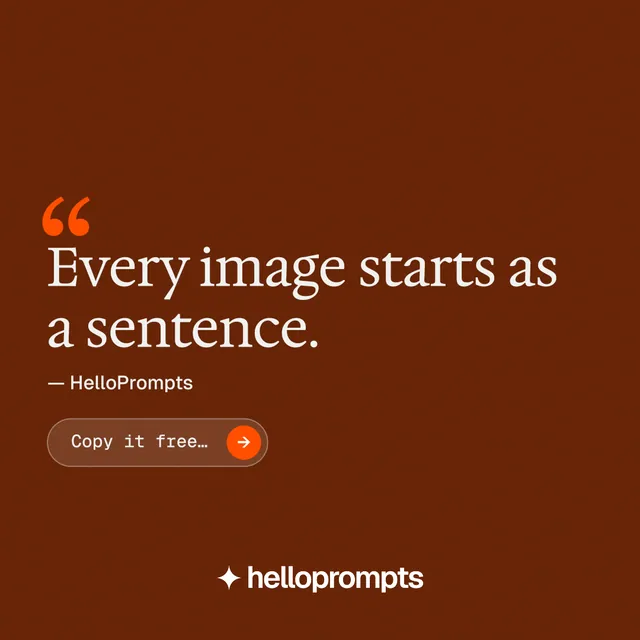 Instagram post for HelloPrompts: "Copy it free." Agentic glass style, quote layout, dark palette in orange, brown.