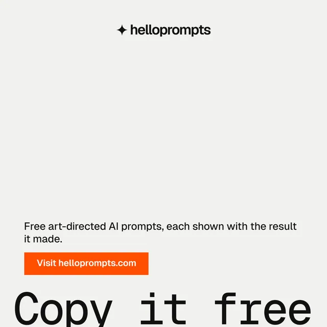 Instagram post for HelloPrompts: "See the prompt. Steal the taste." Swiss style, oversized layout, light palette in white, brown.