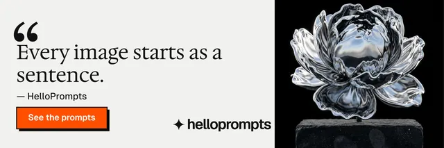 X header for HelloPrompts: "See the prompt. Steal the taste." Brutalist style, quote layout, light palette in white, black, grey.