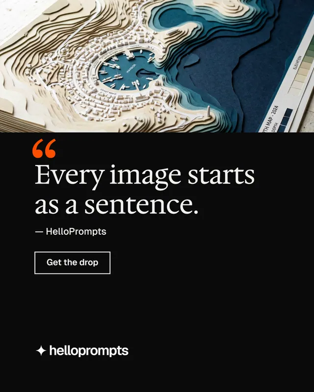 Instagram portrait post for HelloPrompts: "The art of speaking to machines." Editorial style, quote layout, dark palette in black, grey.