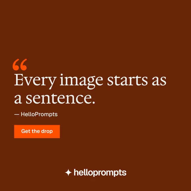 Instagram post for HelloPrompts: "Say it like an art director." Swiss style, quote layout, dark palette in orange, brown.