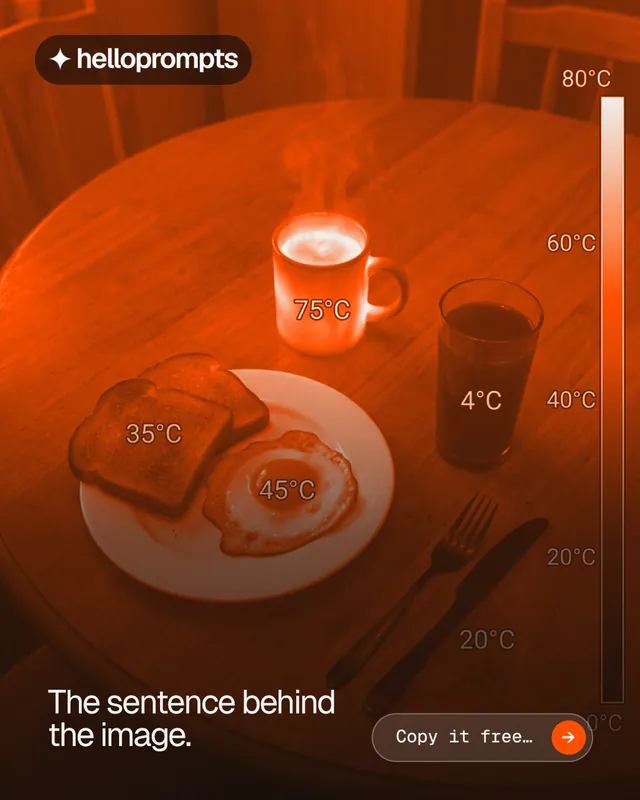 Instagram portrait post for HelloPrompts: "The sentence behind the image." Agentic glass style, image led layout, dark palette in orange, brown.