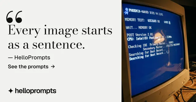 Social ad for HelloPrompts: "See the prompt. Steal the taste." Minimal luxury style, quote layout, light palette in white, blue, grey.