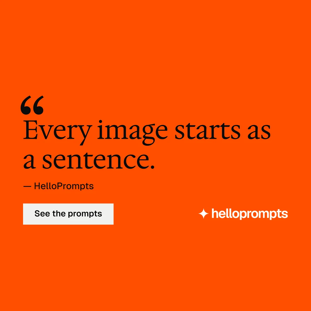 Instagram post for HelloPrompts: "See the prompt. Steal the taste." Swiss style, quote layout, light palette in orange.