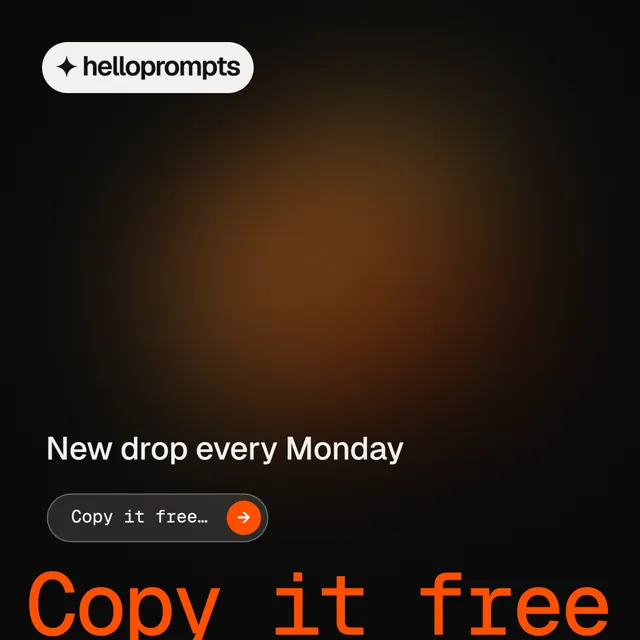 Instagram post for HelloPrompts: "The art of speaking to machines." Agentic glass style, oversized layout, dark palette in black, orange.