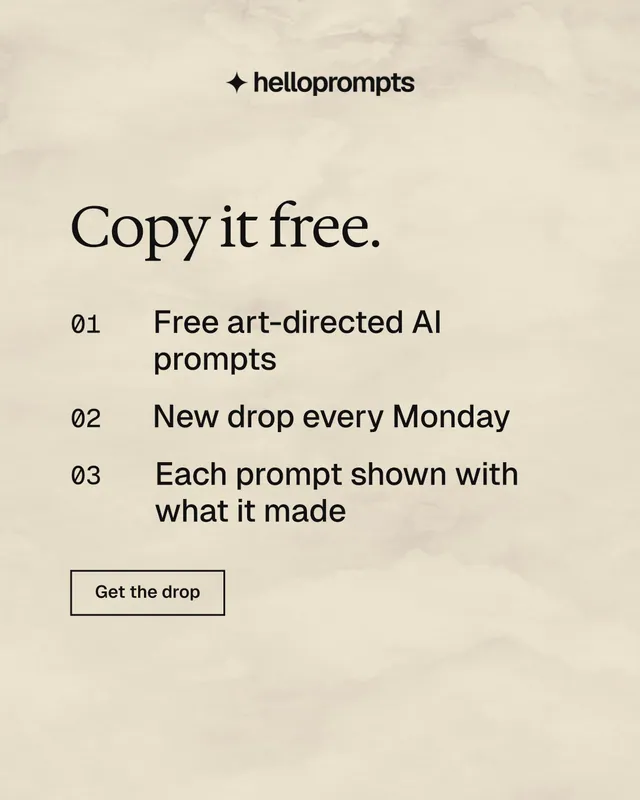 Instagram portrait post for HelloPrompts: "Copy it free." Editorial style, numbered layout, light palette in yellow, grey.