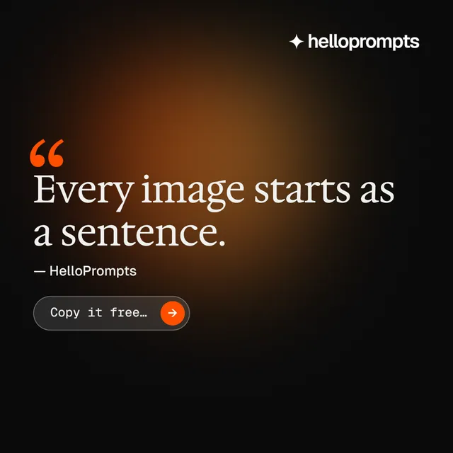 Instagram post for HelloPrompts: "Prompts that show their work." Agentic glass style, quote layout, dark palette in black, orange.