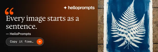 X header for HelloPrompts: "The art of speaking to machines." Agentic glass style, quote layout, dark palette in grey, black, orange.