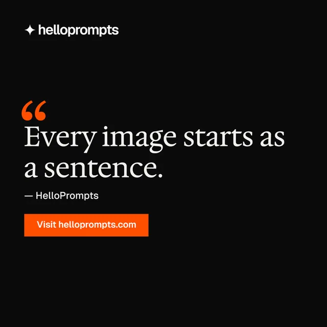 Instagram post for HelloPrompts: "See the prompt. Steal the taste." Swiss style, quote layout, dark palette in black, brown, orange.