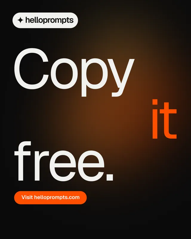 Instagram portrait post for HelloPrompts: "Copy it free." Y2K style, stacked layout, dark palette in orange, black, brown.