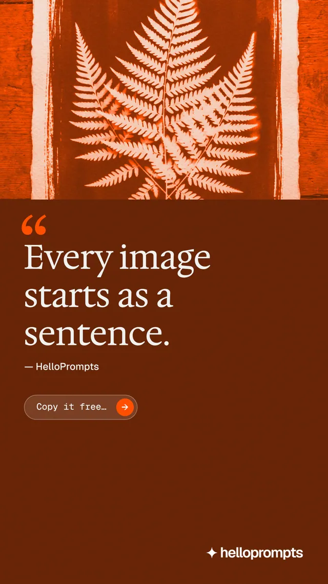 Instagram story for HelloPrompts: "Prompts that show their work." Agentic glass style, quote layout, dark palette in orange, brown.