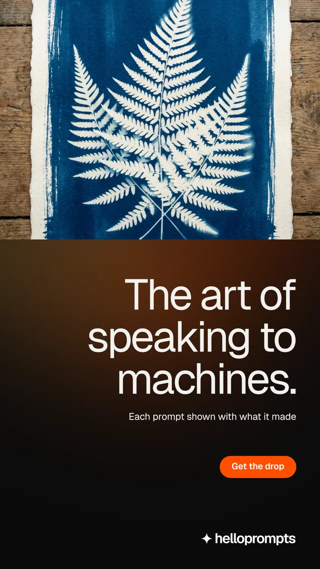 Instagram story for HelloPrompts: "The art of speaking to machines." Y2K style, right layout, dark palette in black, orange, grey.