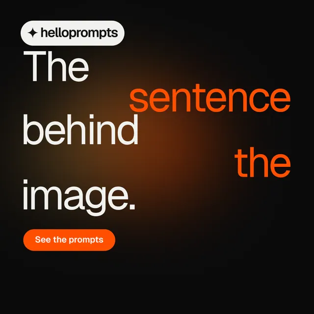 Instagram post for HelloPrompts: "The sentence behind the image." Y2K style, stacked layout, dark palette in black, brown.