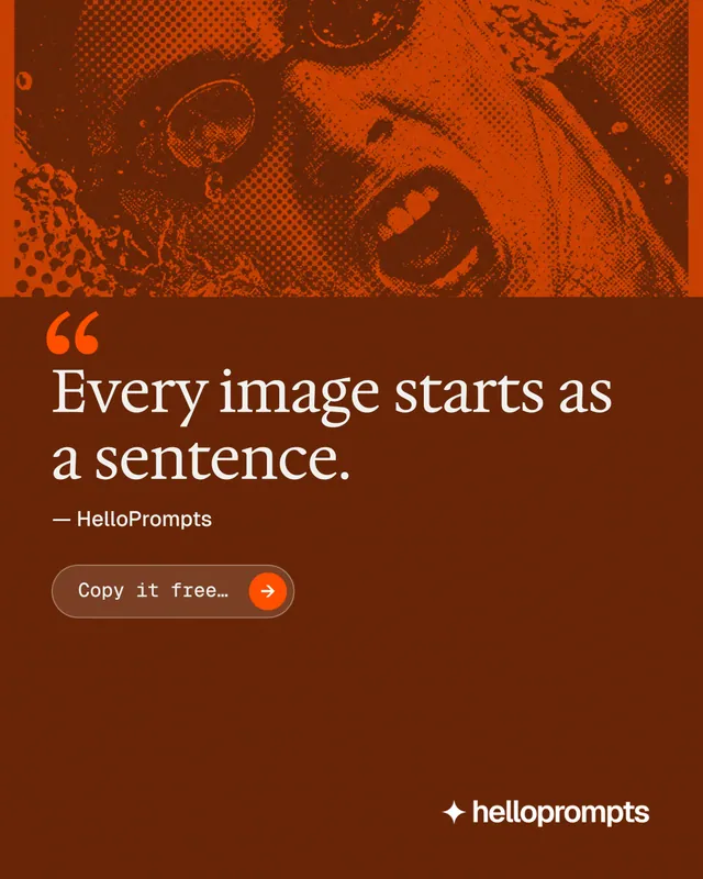 Instagram portrait post for HelloPrompts: "See the prompt. Steal the taste." Agentic glass style, quote layout, dark palette in orange.