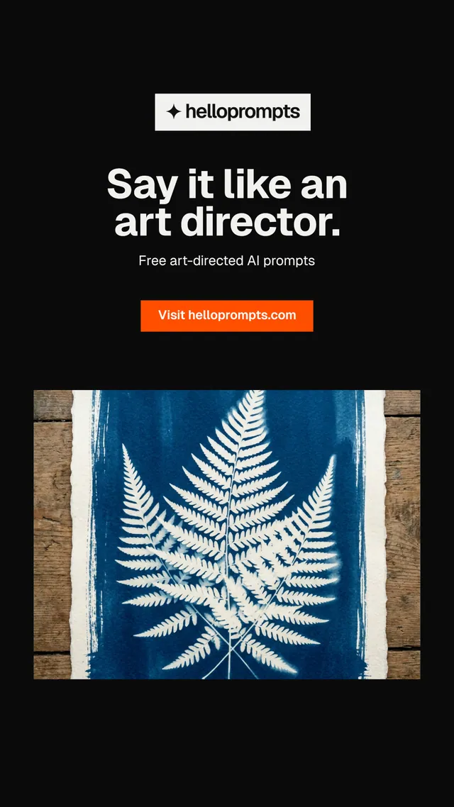 Instagram story for HelloPrompts: "Say it like an art director." Swiss style, centred layout, dark palette in black, grey.