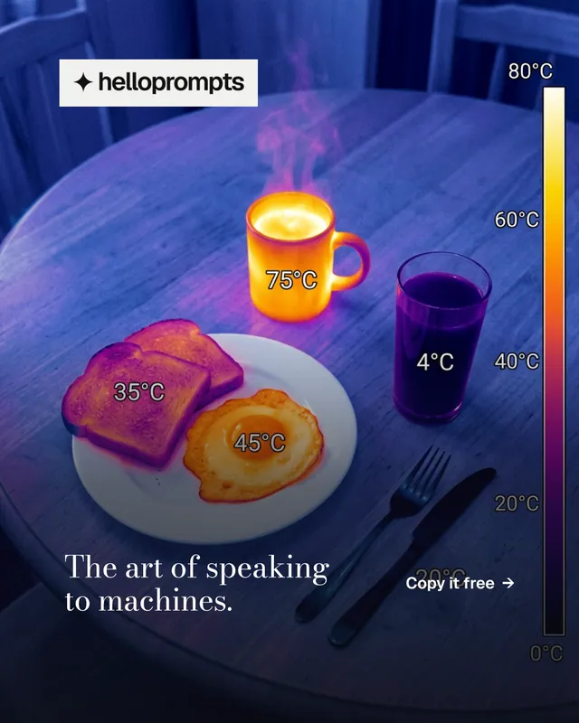 Instagram portrait post for HelloPrompts: "The art of speaking to machines." Minimal luxury style, image led layout, dark palette in blue, grey, purple.