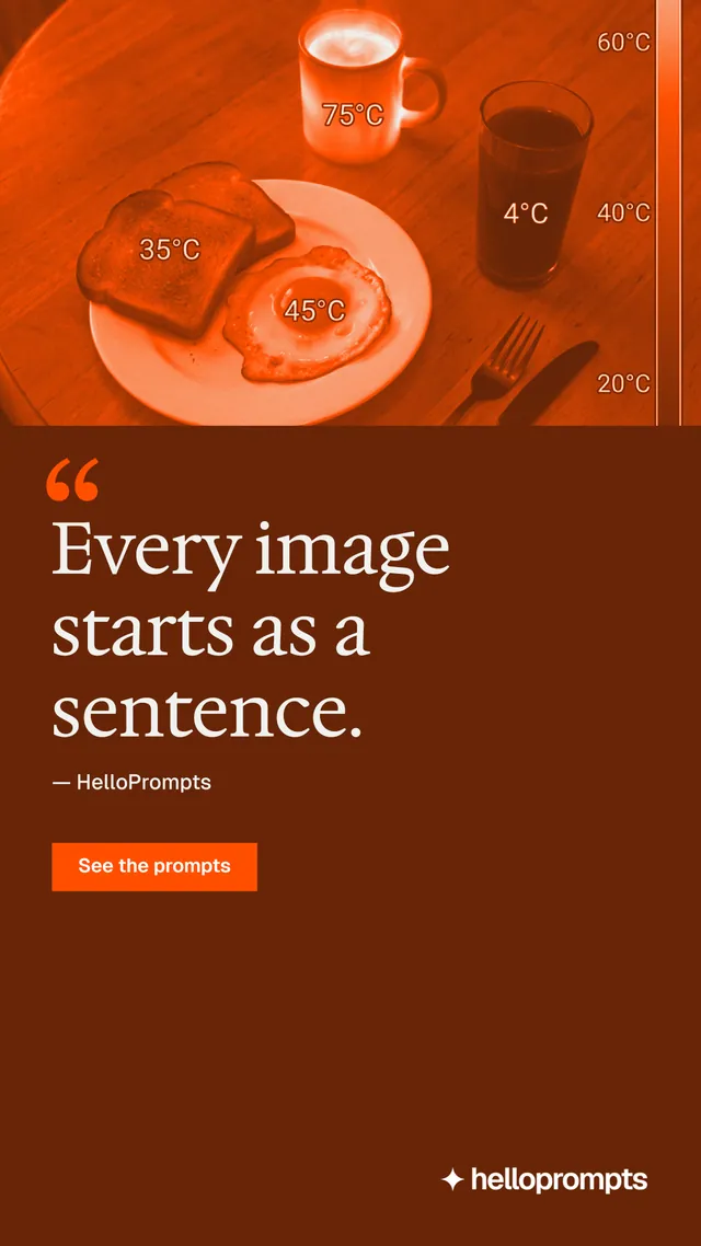 Instagram story for HelloPrompts: "Taste, written down." Swiss style, quote layout, dark palette in orange.