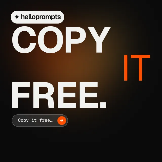 Instagram post for HelloPrompts: "Copy it free." Agentic glass style, stacked layout, dark palette in black, grey.