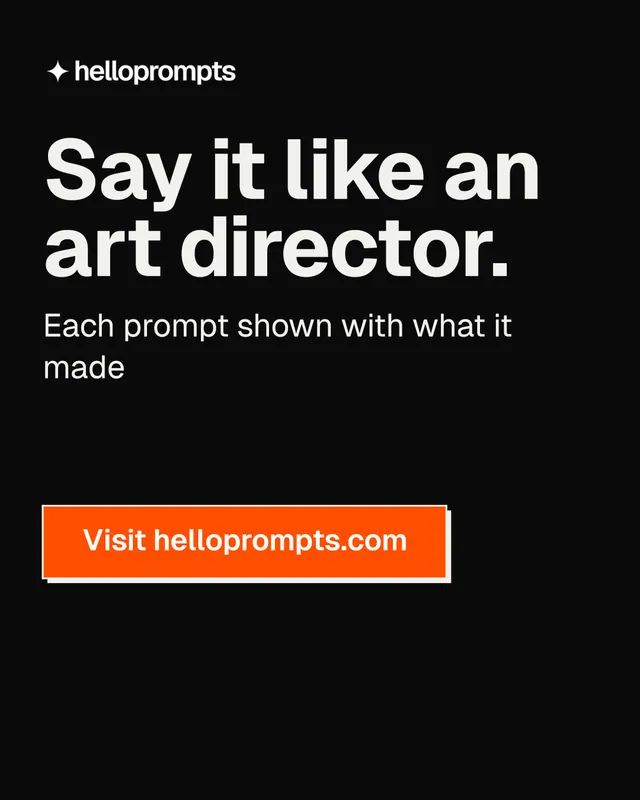 Instagram portrait post for HelloPrompts: "Say it like an art director." Brutalist style, skeleton layout, dark palette in black, brown.