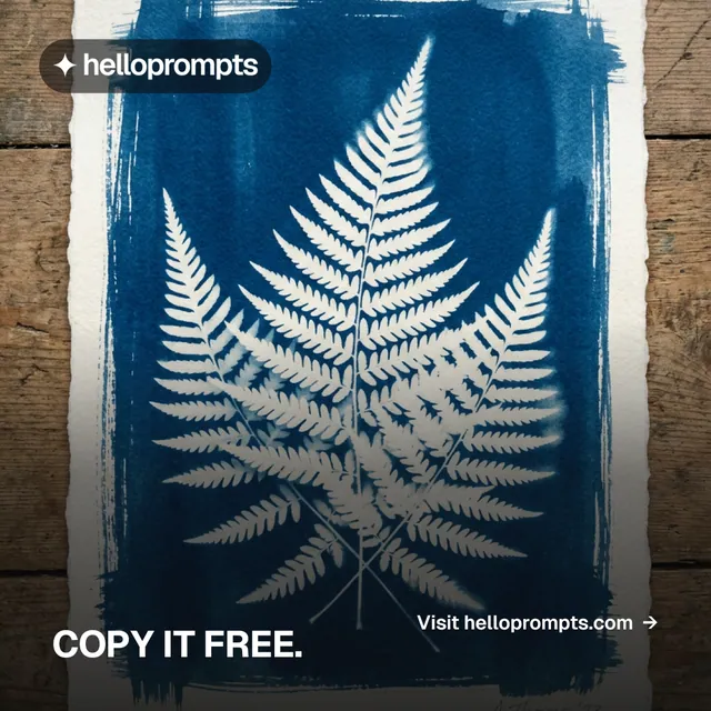Instagram post for HelloPrompts: "Copy it free." Split block style, image led layout, dark palette in blue, black, grey.