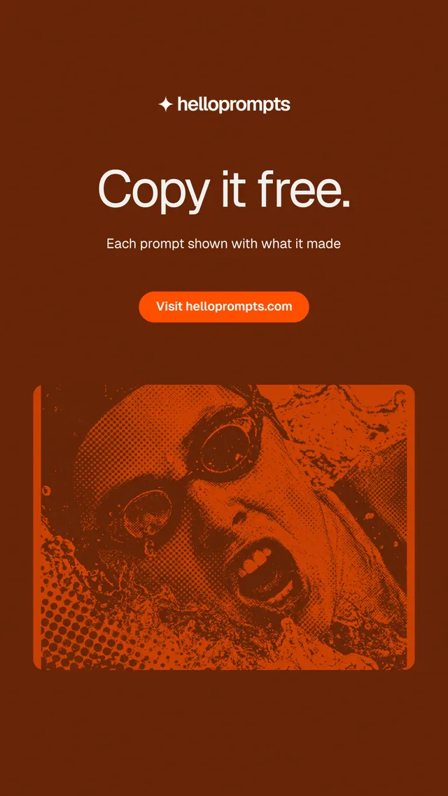 Instagram story for HelloPrompts: "Copy it free." Y2K style, centred layout, dark palette in orange.