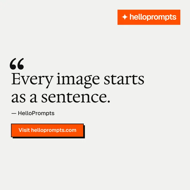 Instagram post for HelloPrompts: "Copy it free." Brutalist style, quote layout, light palette in white, orange.
