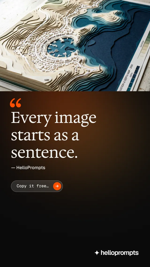 Instagram story for HelloPrompts: "Say it like an art director." Agentic glass style, quote layout, dark palette in black, grey.
