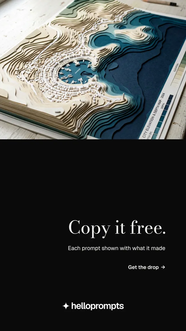 Instagram story for HelloPrompts: "Copy it free." Minimal luxury style, right layout, dark palette in black, grey.