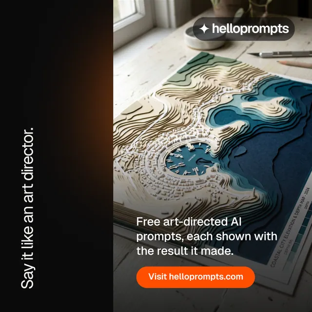 Instagram post for HelloPrompts: "Say it like an art director." Y2K style, vertical layout, dark palette in black, grey, orange.