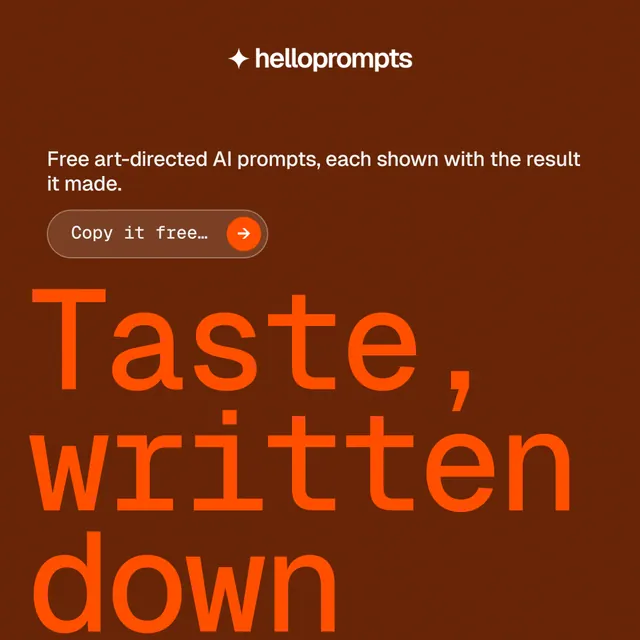 Instagram post for HelloPrompts: "The art of speaking to machines." Agentic glass style, oversized layout, dark palette in orange.