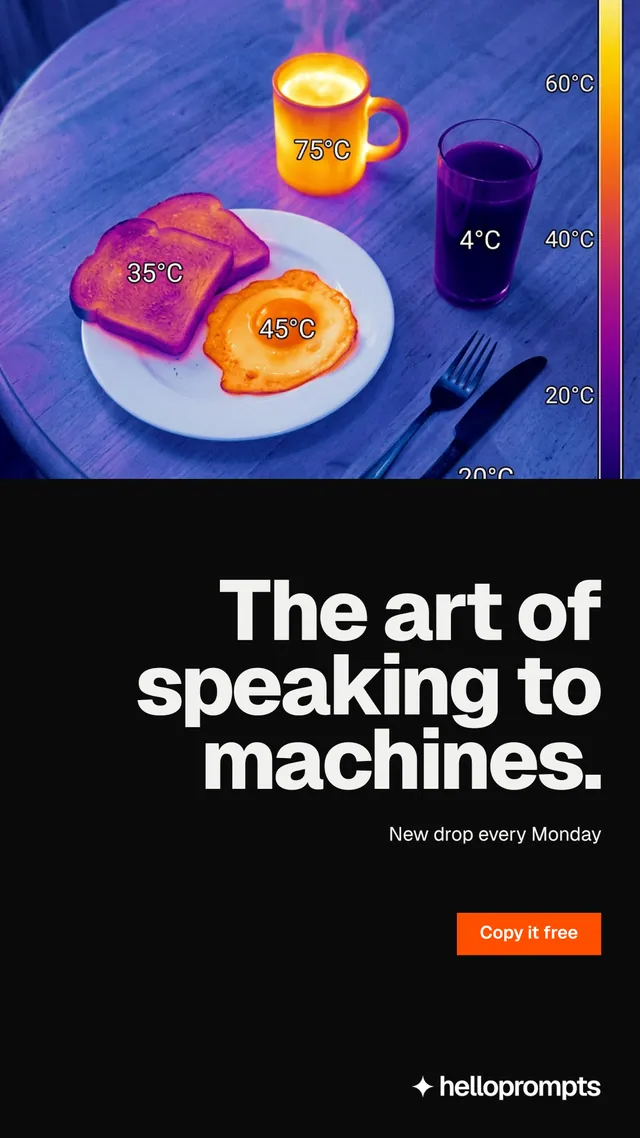 Instagram story for HelloPrompts: "The art of speaking to machines." Brutalist style, right layout, dark palette in black, blue, grey.