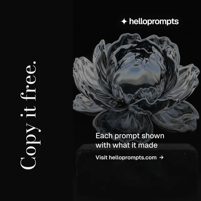 Instagram post for HelloPrompts: "Copy it free." Minimal luxury style, vertical layout, dark palette in black, grey.