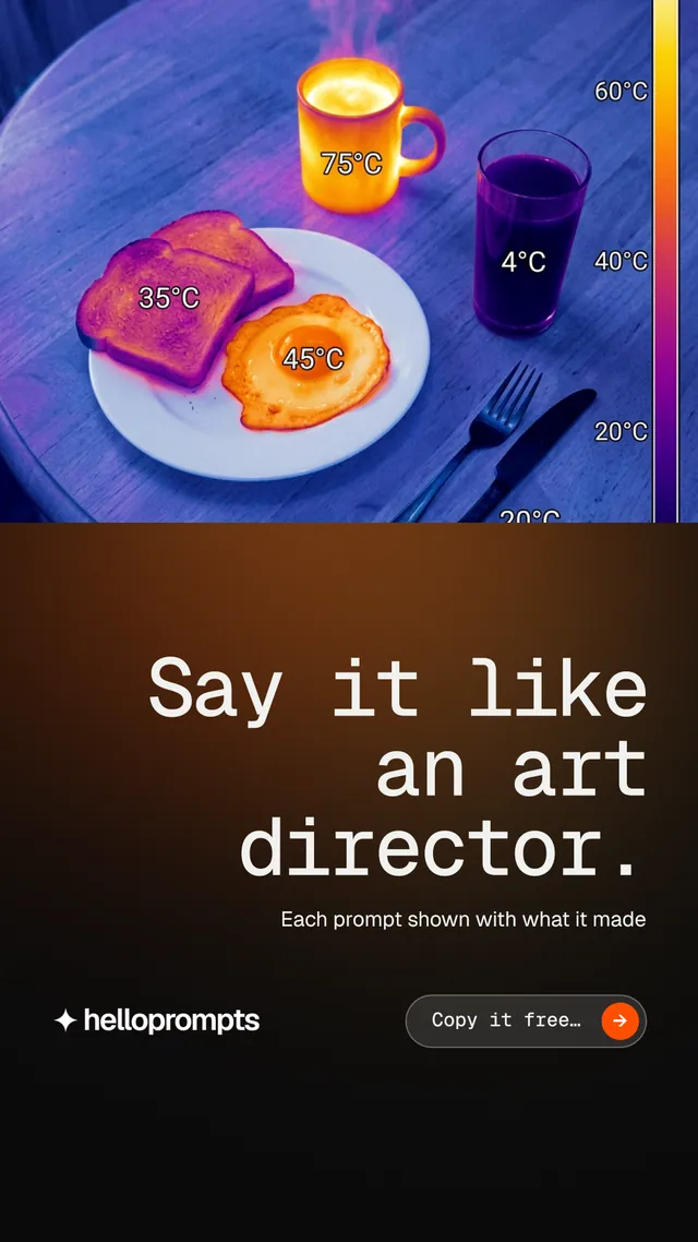 Instagram story for HelloPrompts: "Say it like an art director." Agentic glass style, right layout, dark palette in black, red, blue.
