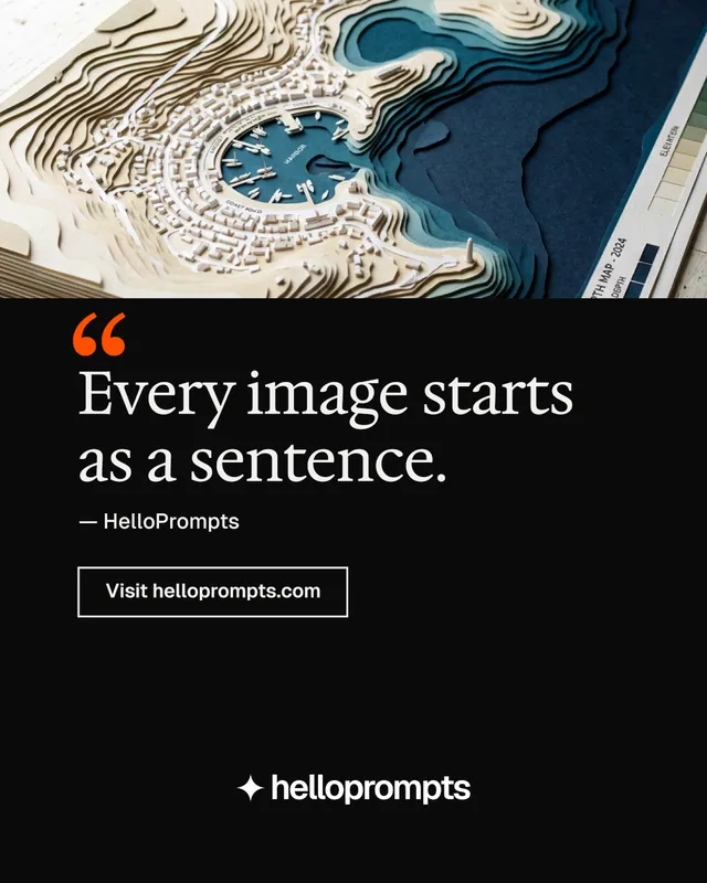 Instagram portrait post for HelloPrompts: "The art of speaking to machines." Editorial style, quote layout, dark palette in black, grey.