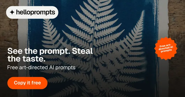 Social ad for HelloPrompts: "See the prompt. Steal the taste." Y2K style, sticker layout, dark palette in black, orange, grey.