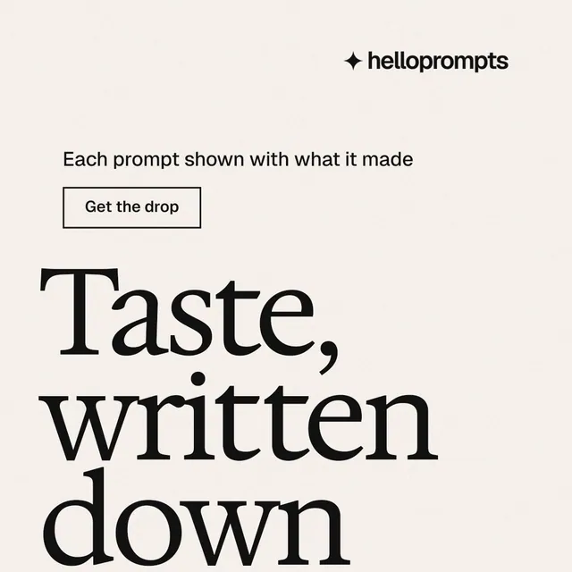 Instagram post for HelloPrompts: "The sentence behind the image." Editorial style, oversized layout, light palette in white, grey.