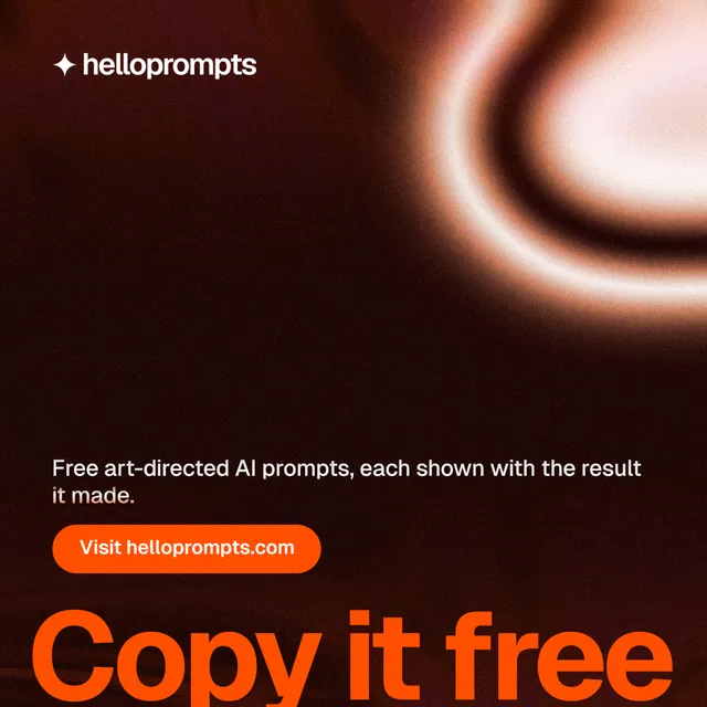 Instagram post for HelloPrompts: "Say it like an art director." Y2K style, oversized layout, dark palette in black, red, orange.