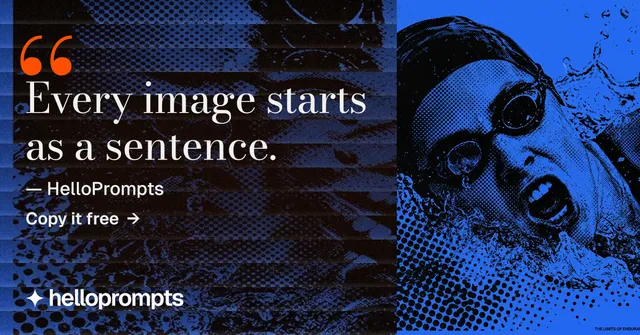 Social ad for HelloPrompts: "Prompts that show their work." Minimal luxury style, quote layout, dark palette in blue, black, purple.