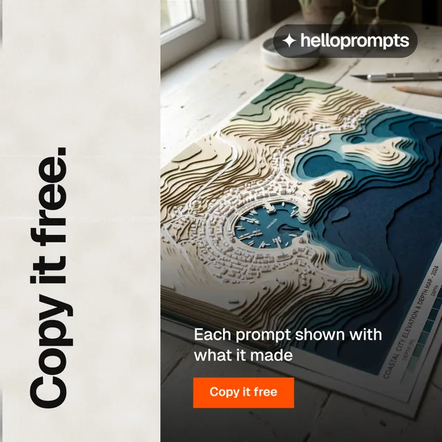 Instagram post for HelloPrompts: "Copy it free." Swiss style, vertical layout, light palette in black, white, grey.