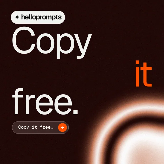 Instagram post for HelloPrompts: "Copy it free." Agentic glass style, stacked layout, dark palette in black, orange, red.