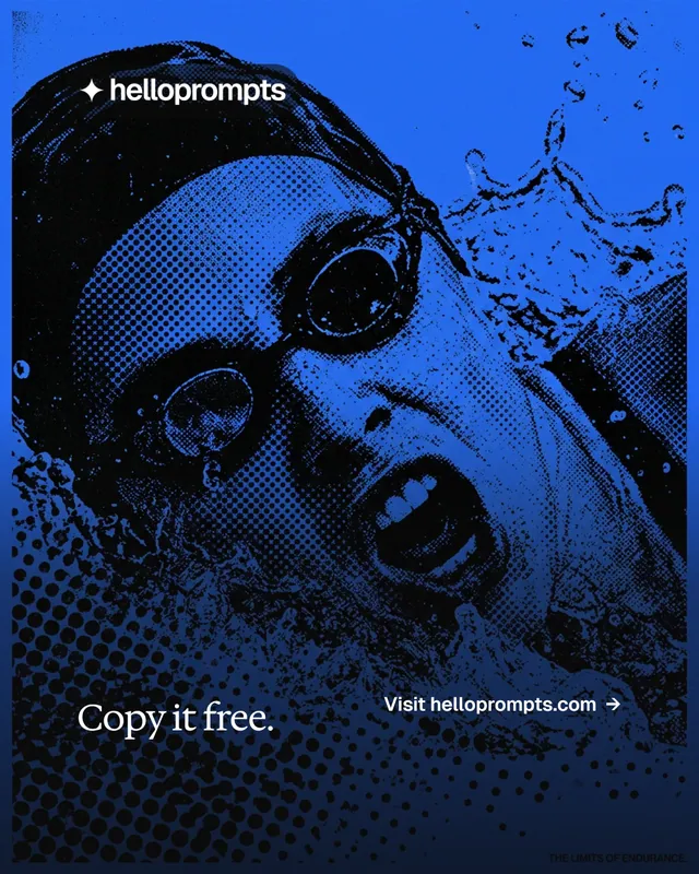 Instagram portrait post for HelloPrompts: "Copy it free." Editorial style, image led layout, dark palette in blue, black.