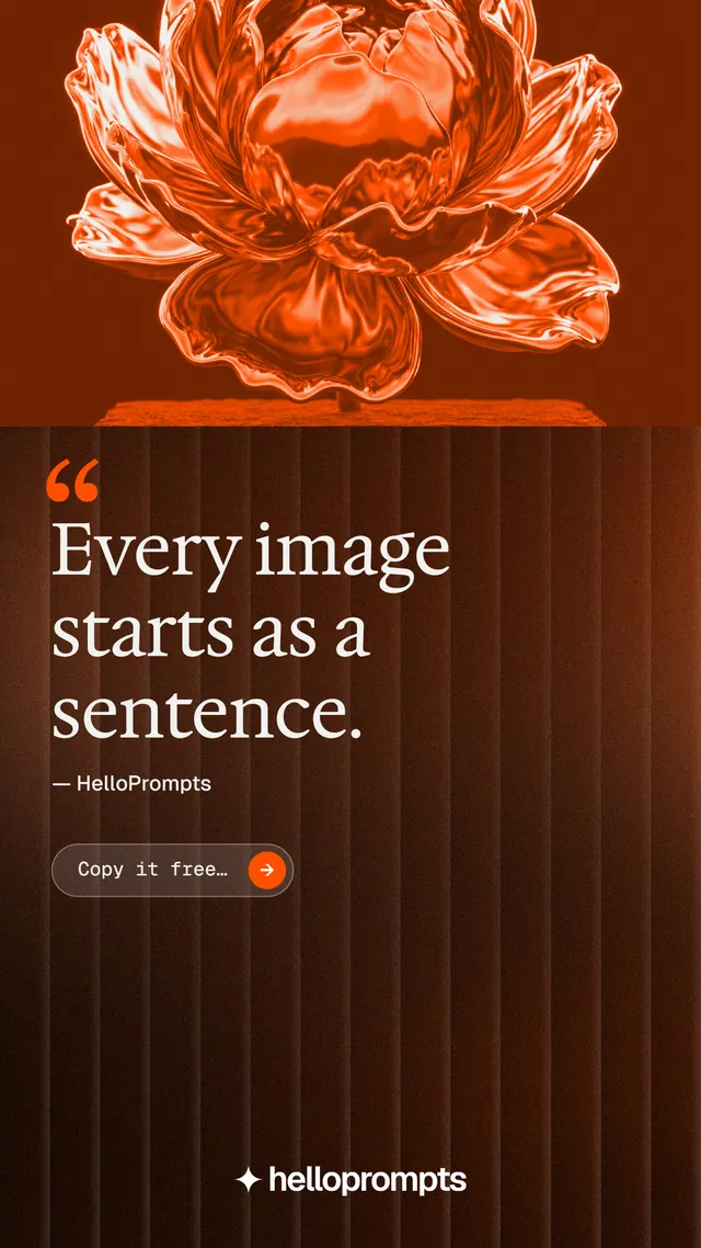 Instagram story for HelloPrompts: "See the prompt. Steal the taste." Agentic glass style, quote layout, dark palette in orange, black.