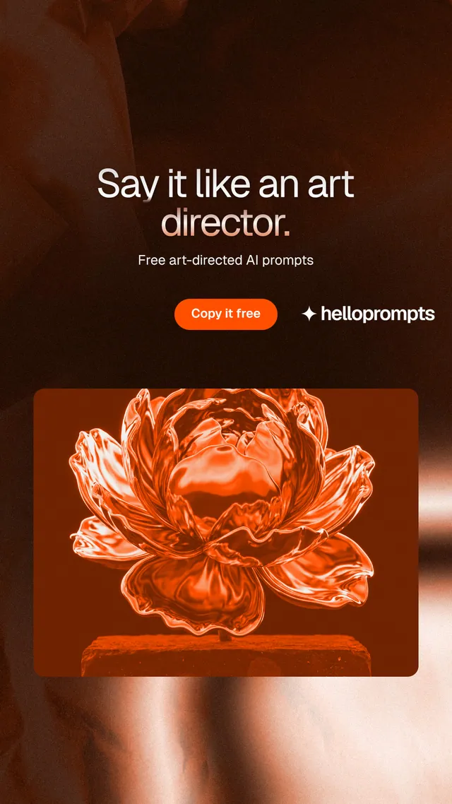 Instagram story for HelloPrompts: "Say it like an art director." Y2K style, centred layout, dark palette in black, orange, brown.