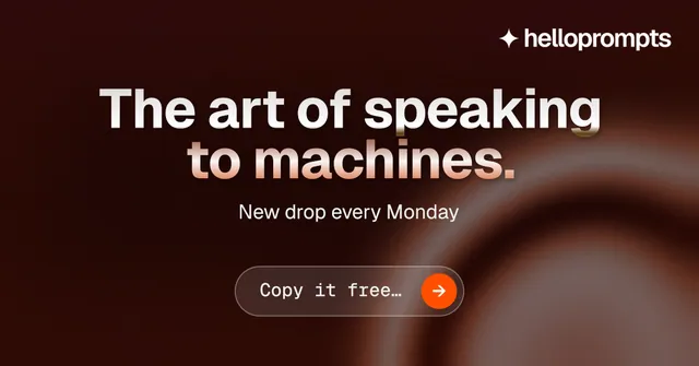 Social ad for HelloPrompts: "The art of speaking to machines." Agentic glass style, centred layout, dark palette in black, red, grey.